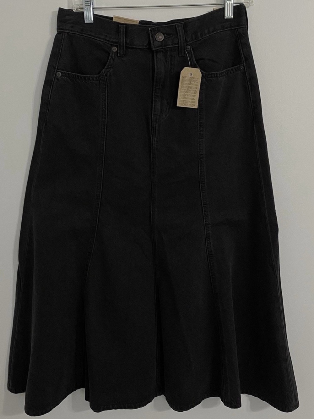 Levi's Black A-Line Denim Midi Skirt